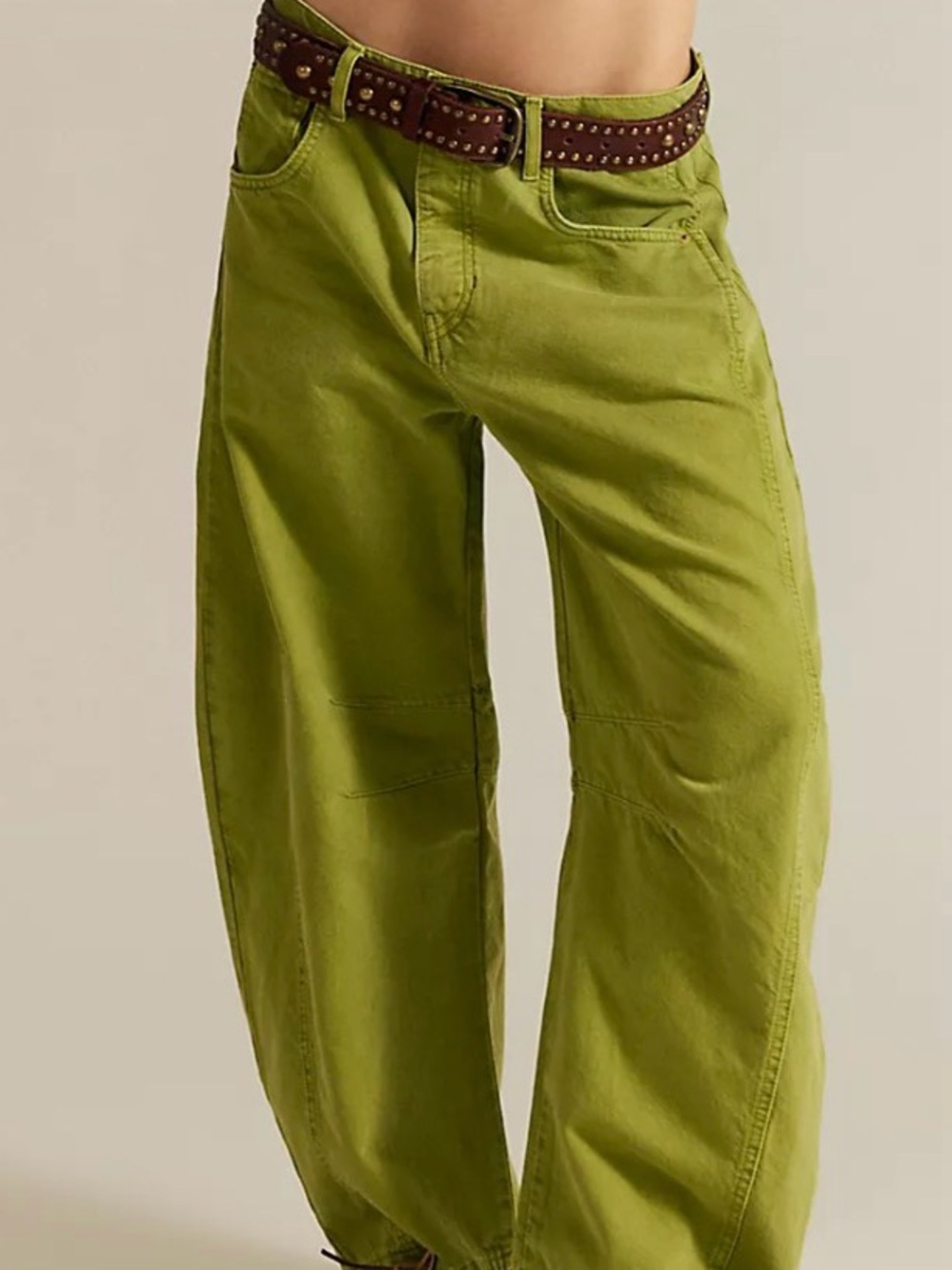 Free People Barrel good luck Olive Green Wide Leg Utility Jean Pants